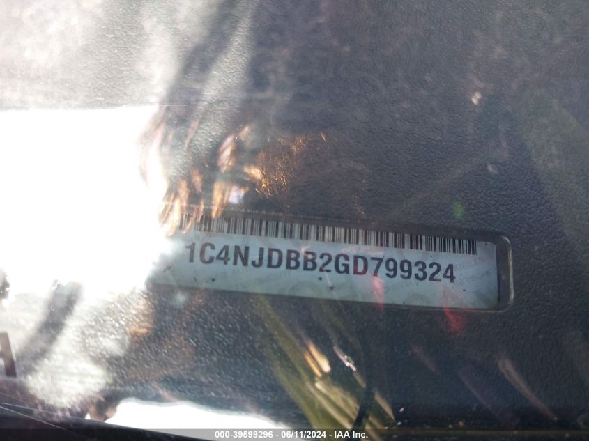 2016 Jeep Compass Sport VIN: 1C4NJDBB2GD799324 Lot: 39599296