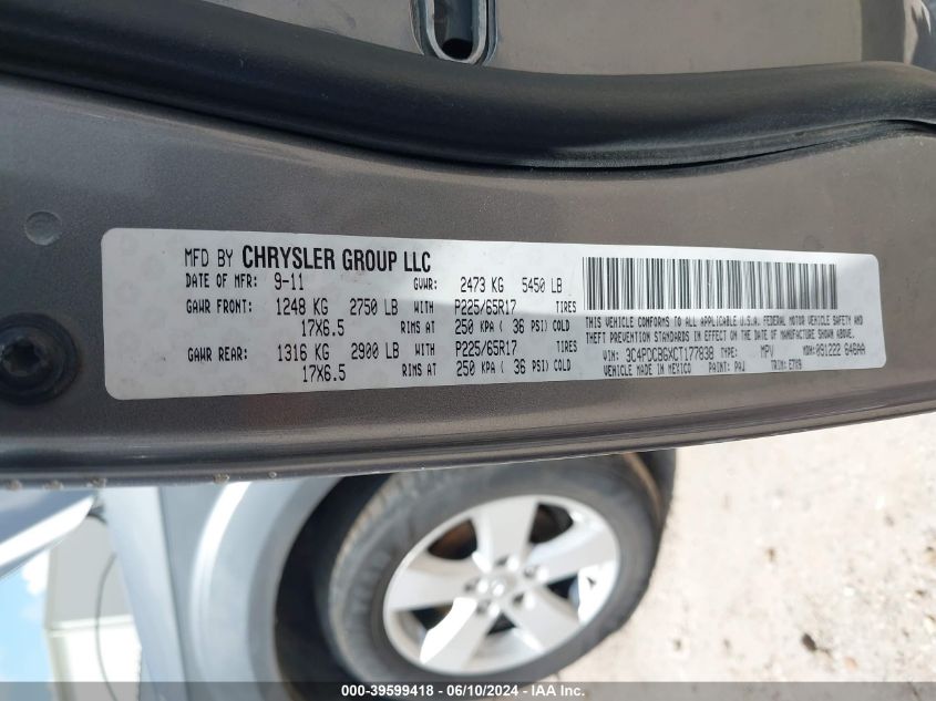 2012 Dodge Journey Sxt VIN: 3C4PDCBGXCT177838 Lot: 39599418