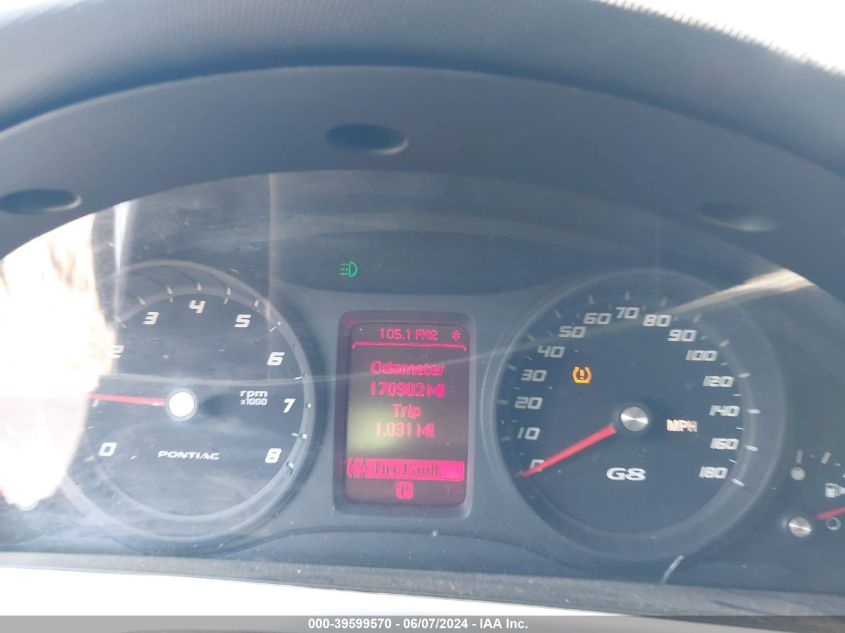 2009 Pontiac G8 VIN: 6G2ER57789L167995 Lot: 39599570