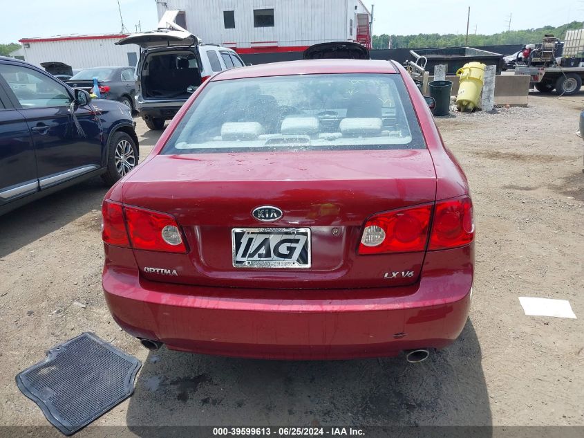 2007 Kia Optima Lx V6 VIN: KNAGE124375120410 Lot: 39599613