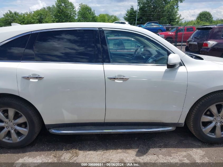 2016 Acura Mdx Advance VIN: 5FRYD4H9XGB019263 Lot: 39599681