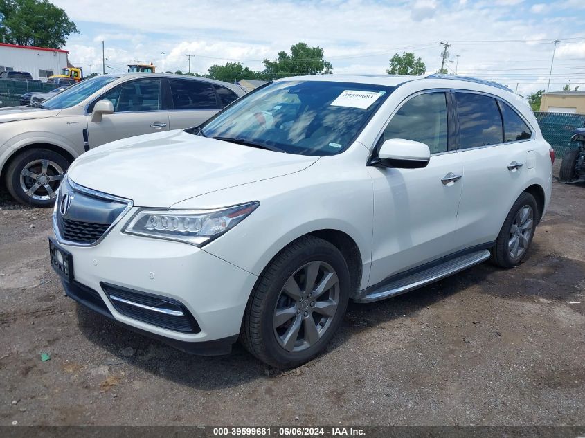 2016 Acura Mdx Advance VIN: 5FRYD4H9XGB019263 Lot: 39599681