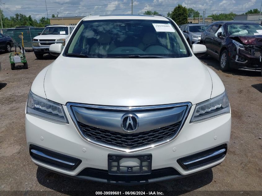 2016 Acura Mdx Advance VIN: 5FRYD4H9XGB019263 Lot: 39599681