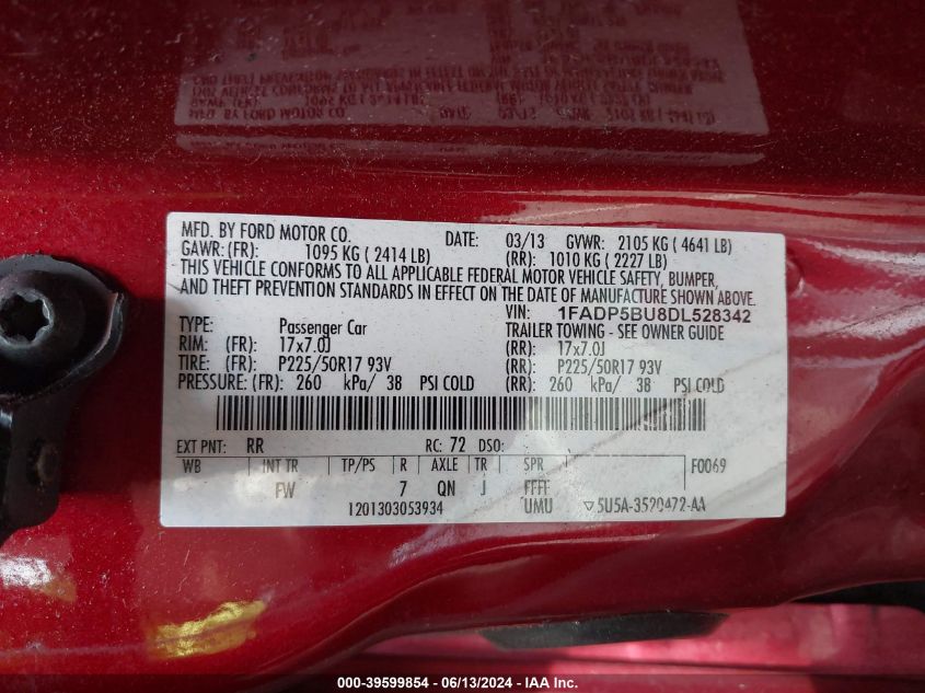 1FADP5BU8DL528342 2013 Ford C-Max Hybrid Sel