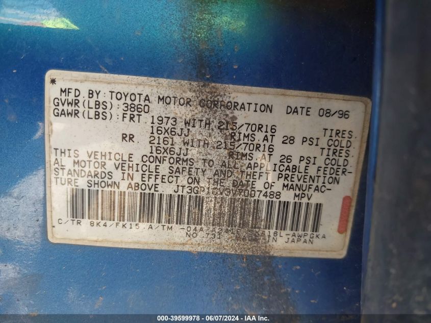 1997 Toyota Rav4 VIN: JT3GP10V3V7007488 Lot: 39599978