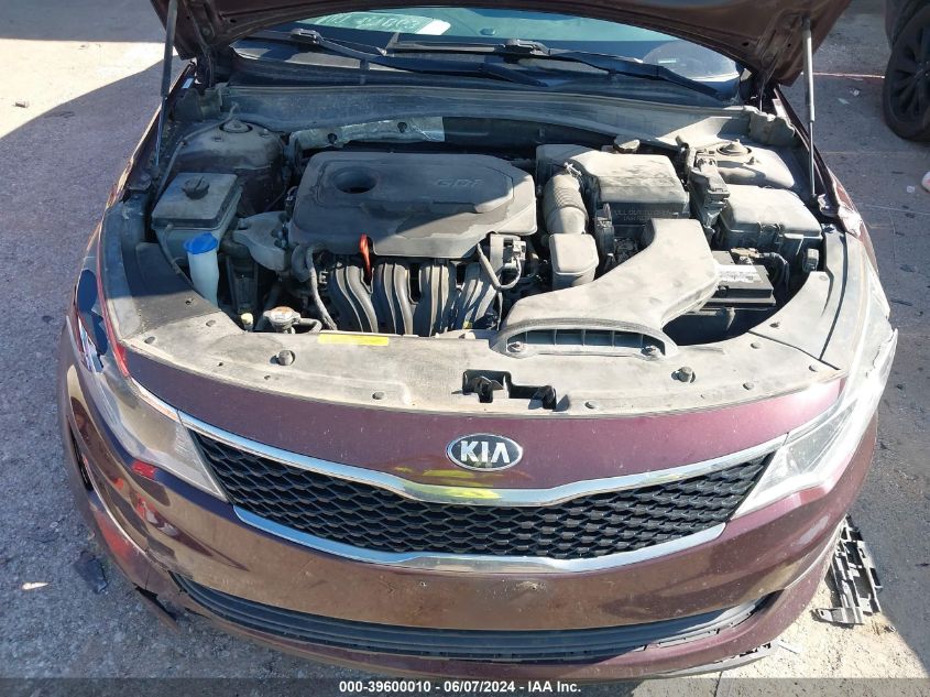 2016 Kia Optima Lx VIN: 5XXGT4L31GG045329 Lot: 39600010