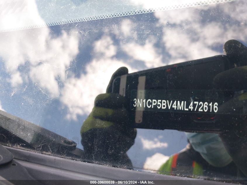 2021 Nissan Kicks S Xtronic Cvt VIN: 3N1CP5BV4ML472616 Lot: 39600039