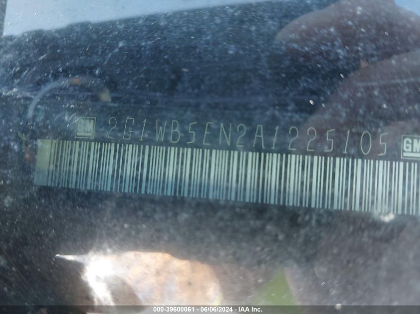 2010 Chevrolet Impala Lt VIN: 2G1WB5EN2A1225105 Lot: 39600061