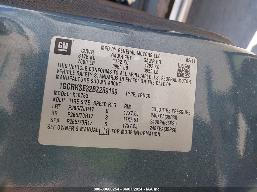 2011 Chevrolet Silverado 1500 Lt VIN: 1GCRKSE32BZ289199 Lot: 39600254
