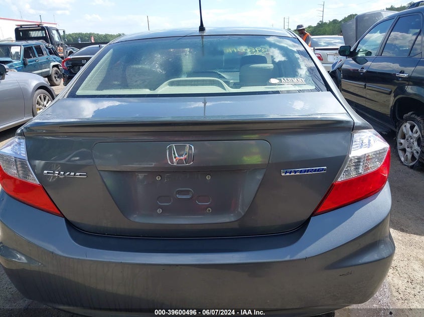 2012 Honda Civic Hybrid VIN: JHMFB4F35CS001388 Lot: 39600496