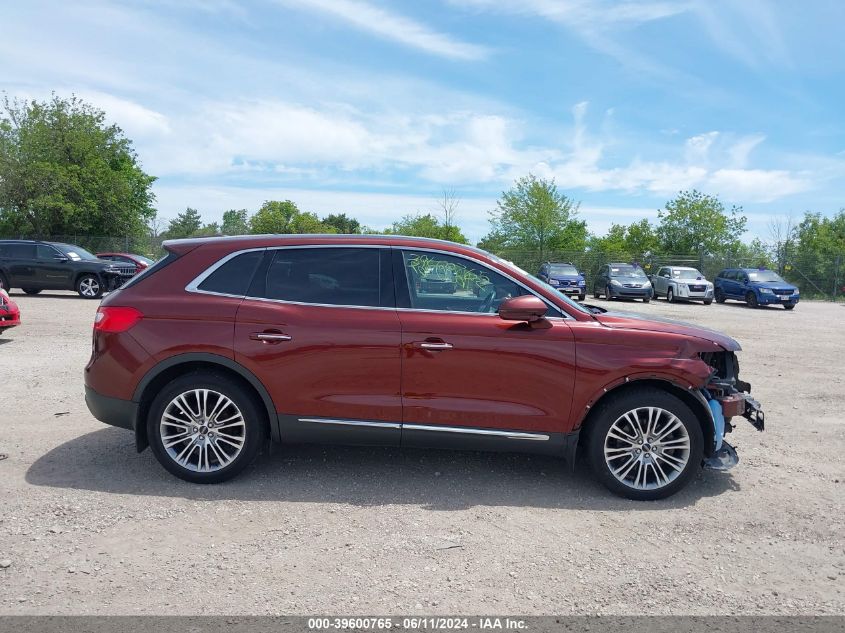 2016 Lincoln Mkx Reserve VIN: 2LMTJ8LR9GBL79219 Lot: 39600765