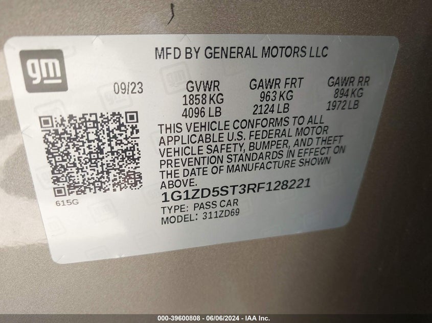 2024 CHEVROLET MALIBU LT - 1G1ZD5ST3RF128221