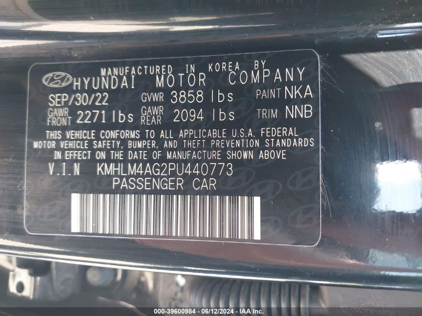 KMHLM4AG2PU440773 2023 Hyundai Elantra Sel