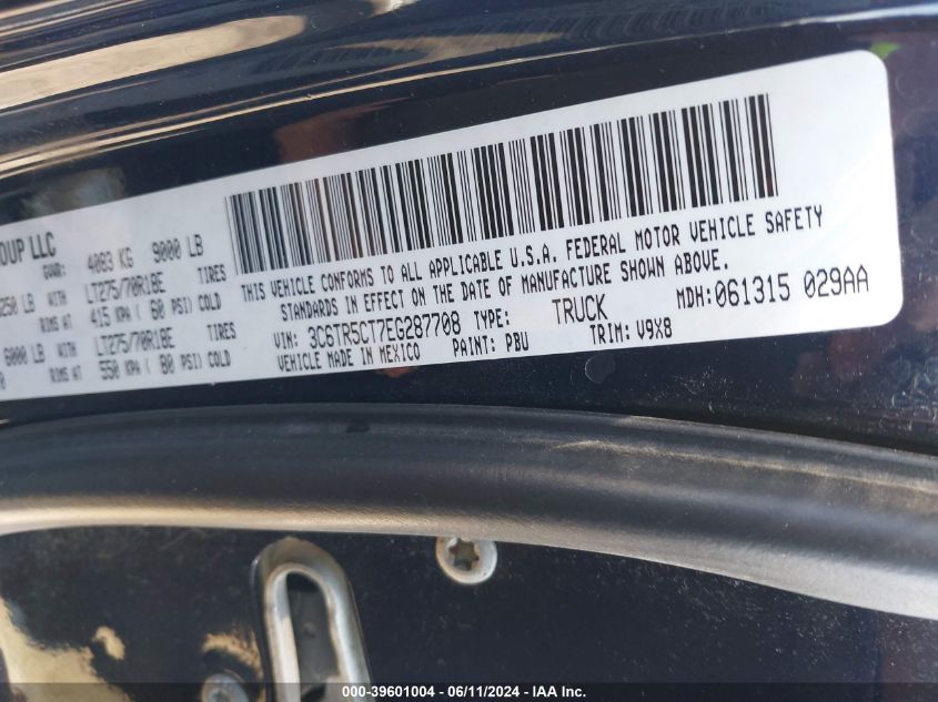 2014 Ram 2500 Tradesman VIN: 3C6TR5CT7EG287708 Lot: 39601004