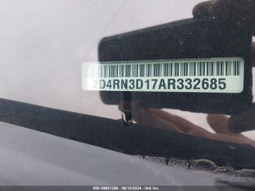 2010 Dodge Grand Caravan Hero VIN: 2D4RN3D17AR332685 Lot: 39601386