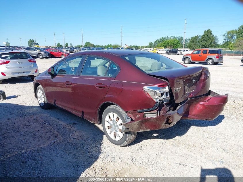 2012 Honda Civic Lx VIN: 19XFB2F52CE098110 Lot: 39601397