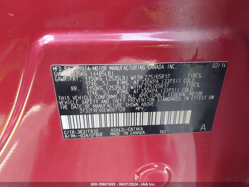 2014 TOYOTA RAV4 LE - 2T3ZFREV6EW087128