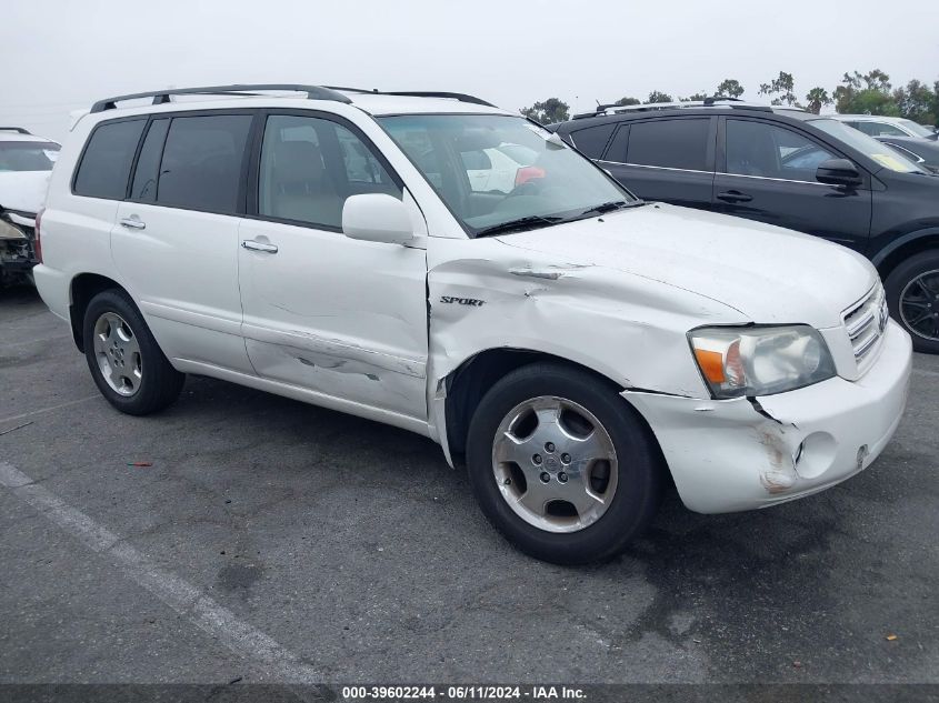 2006 Toyota Highlander Sport V6 VIN: JTEGP21A160116258 Lot: 39602244
