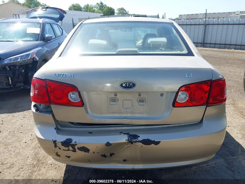 2007 Kia Optima Lx VIN: KNAGE123075116791 Lot: 39602378