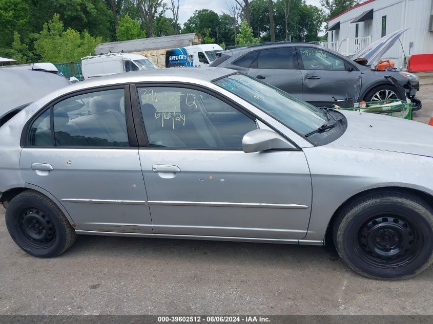 2003 Honda Civic Lx VIN: 2HGES16543H601504 Lot: 39602512