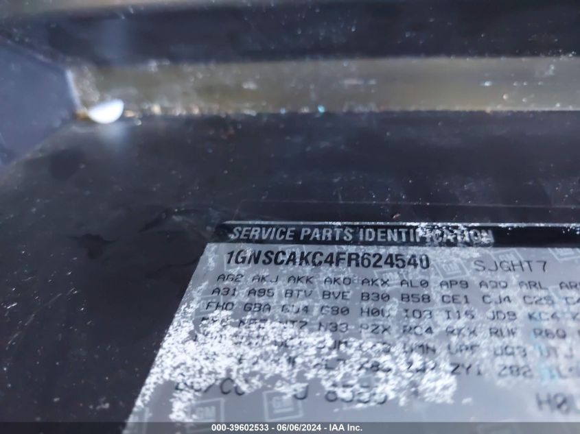 2015 Chevrolet Tahoe Ls VIN: 1GNSCAKC4FR624540 Lot: 39602533