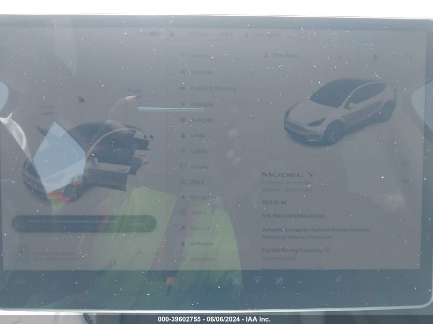 2022 Tesla Model Y Long Range Dual Motor All-Wheel Drive VIN: 7SAYGDEE8NF455555 Lot: 39602755