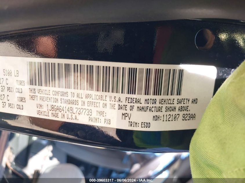 2009 Jeep Wrangler Rubicon VIN: 1J8GA64149L737739 Lot: 39603317