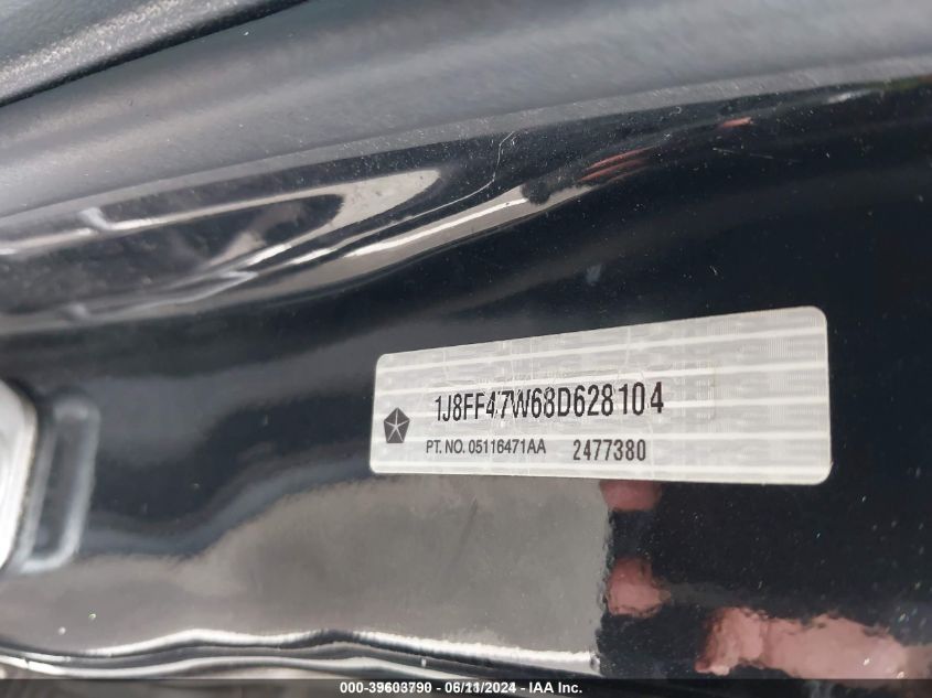 2008 Jeep Compass Sport VIN: 1J8FF47W68D628104 Lot: 39603790