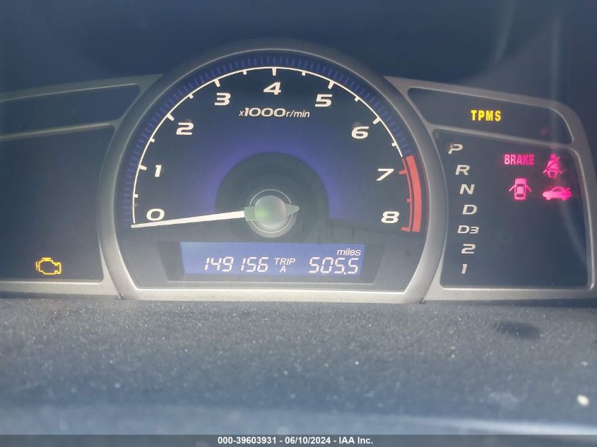 2008 Honda Civic Lx VIN: 2HGFA16598H346881 Lot: 39603931