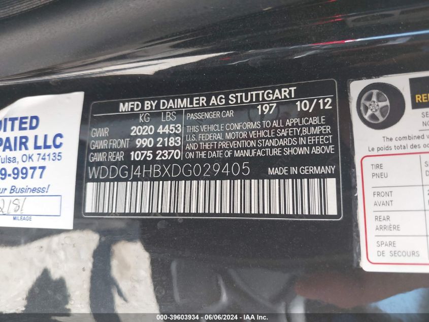 2013 Mercedes-Benz C 250 VIN: WDDGJ4HBXDG029405 Lot: 39603934