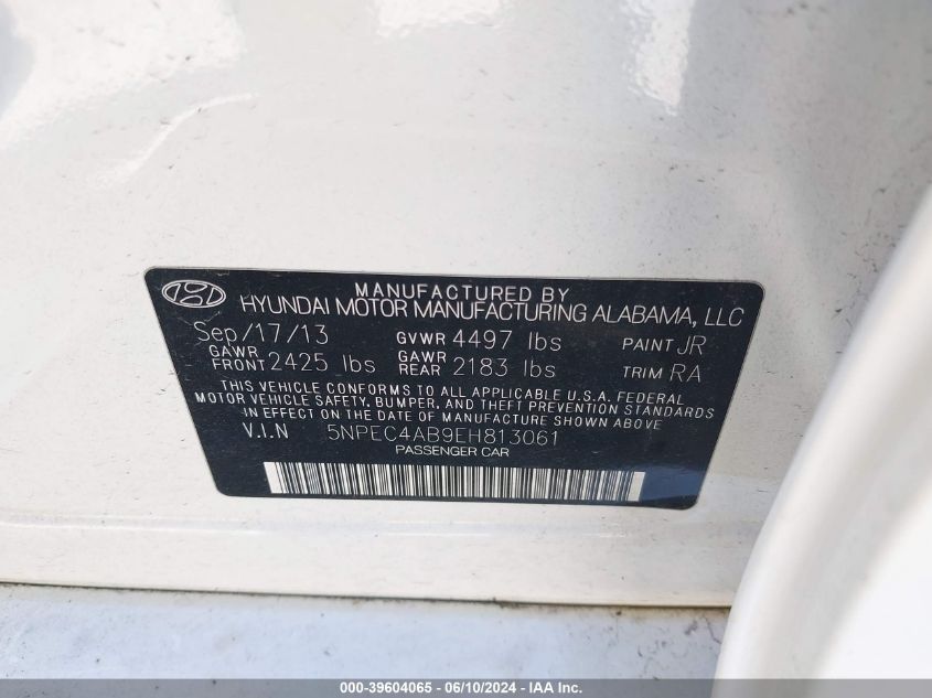 5NPEC4AB9EH813061 2014 Hyundai Sonata Limited 2.0T