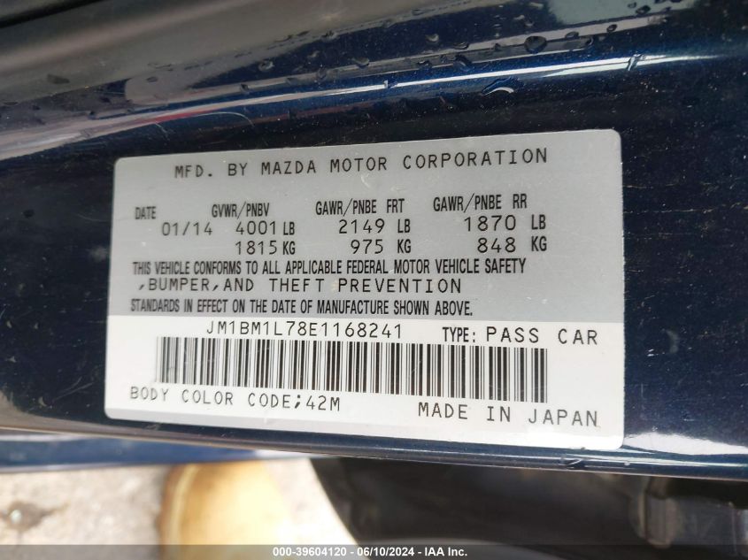 2014 MAZDA MAZDA3 I TOURING - JM1BM1L78E1168241