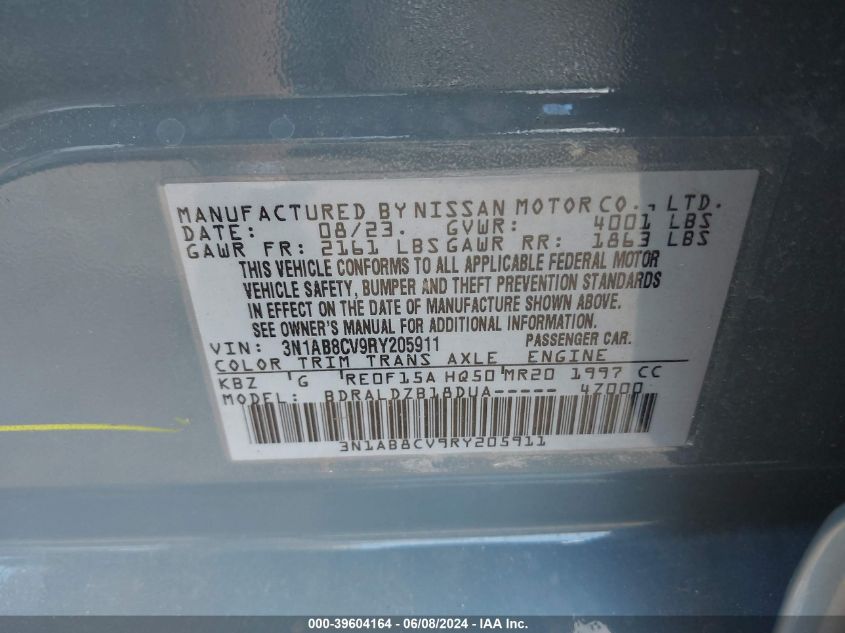 2024 NISSAN SENTRA SV - 3N1AB8CV9RY205911