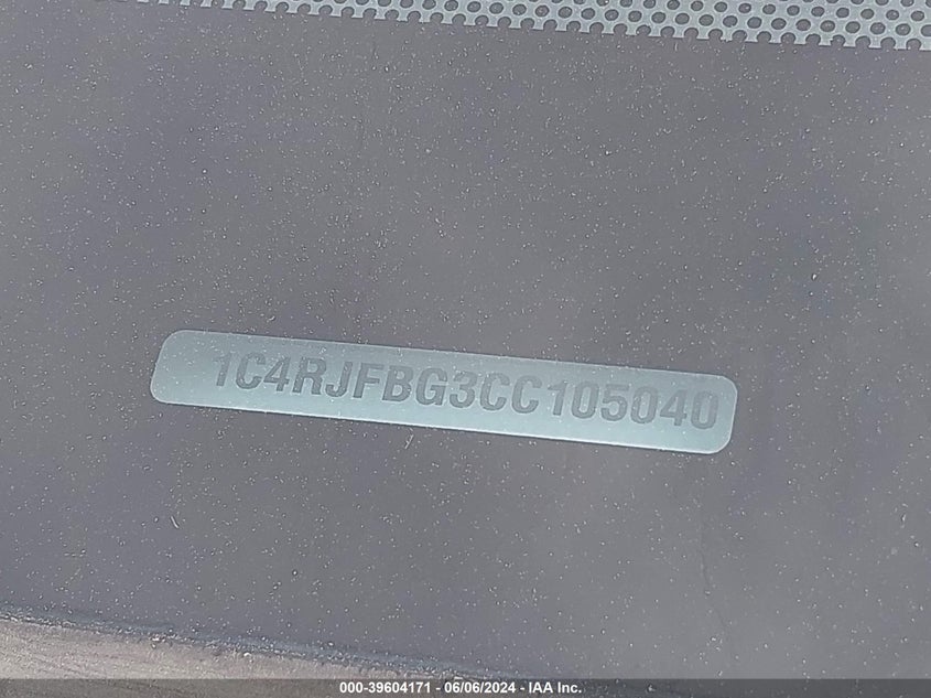 2012 Jeep Grand Cherokee Limited VIN: 1C4RJFBG3CC105040 Lot: 39604171