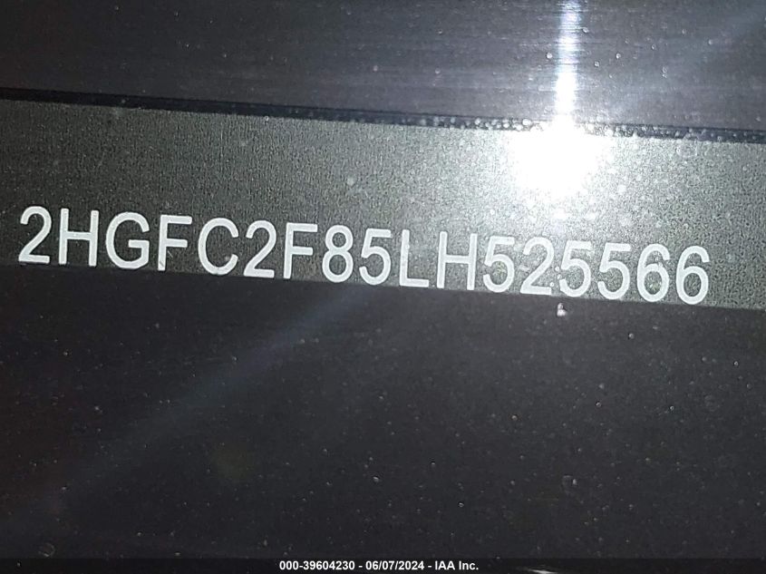 2020 Honda Civic Sport VIN: 2HGFC2F85LH525566 Lot: 39604230