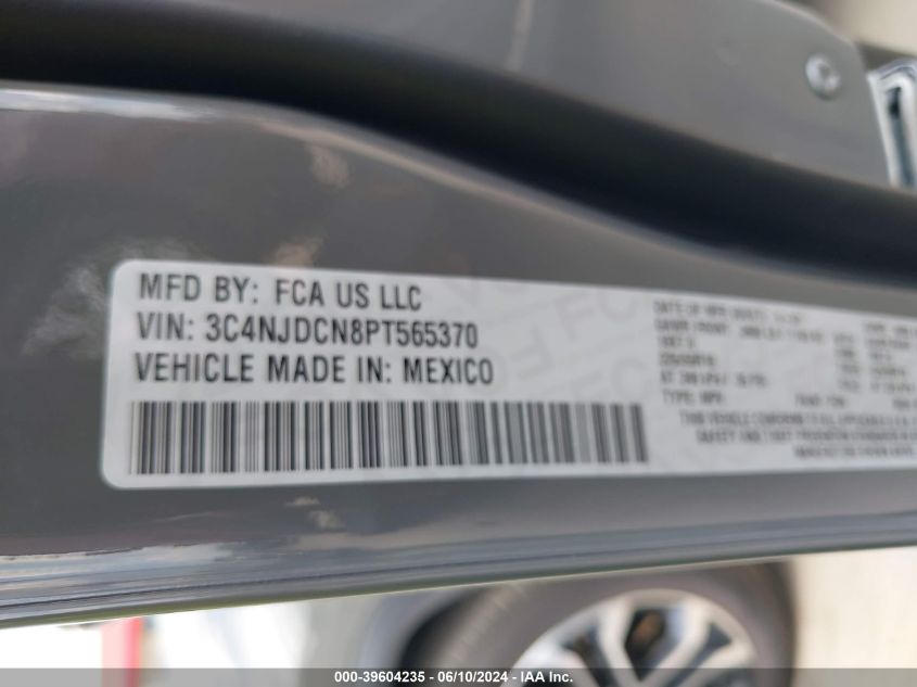 2023 Jeep Compass Limited 4X4 VIN: 3C4NJDCN8PT565370 Lot: 39604235