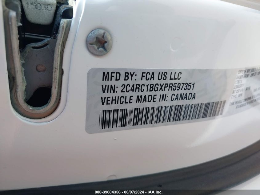 2023 Chrysler Pacifica Touring L VIN: 2C4RC1BGXPR597351 Lot: 39604356