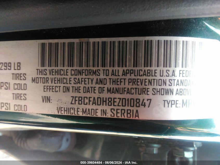 2014 Fiat 500L Trekking VIN: ZFBCFADH8EZ010847 Lot: 39604484