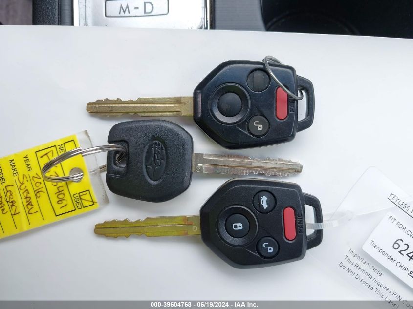 2016 Subaru Legacy 2.5I Limited VIN: 4S3BNBJ60G3058014 Lot: 39604768