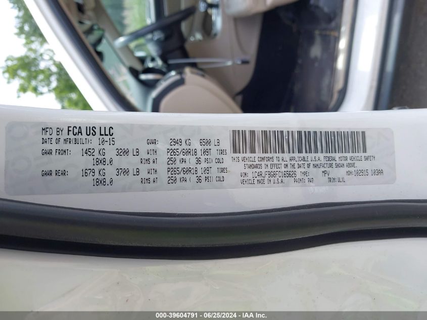 1C4RJFBG8FC165626 2015 Jeep Grand Cherokee Limited