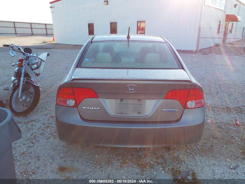 2008 Honda Civic Hybrid VIN: JHMFA36248S019487 Lot: 39605282