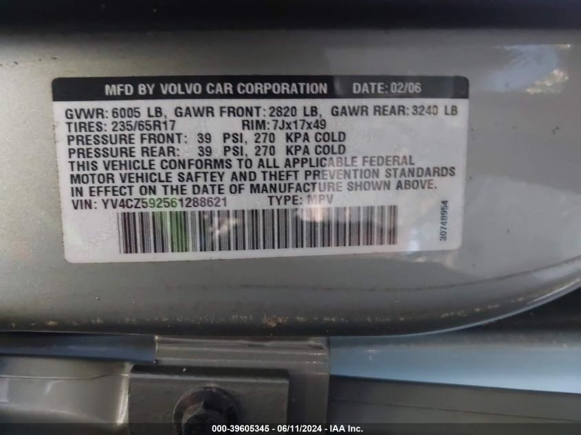 YV4CZ592561288621 2006 Volvo Xc90 2.5T