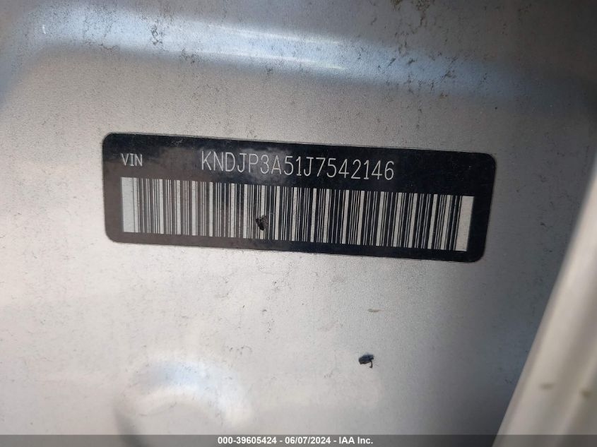 2018 Kia Soul + VIN: KNDJP3A51J7542146 Lot: 39605424