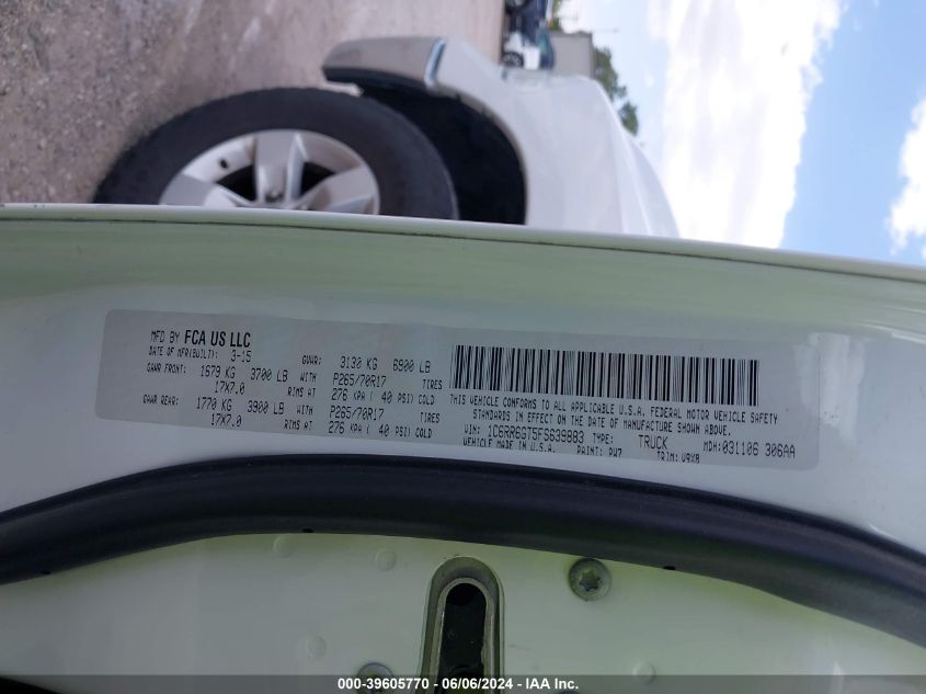 2015 Ram 1500 Slt VIN: 1C6RR6GT5FS639883 Lot: 39605770