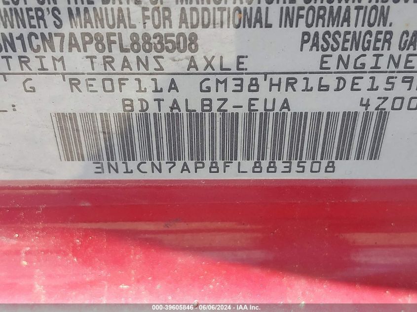 2015 NISSAN VERSA 1.6 SV - 3N1CN7AP8FL883508