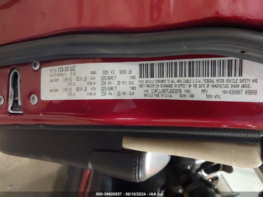 2015 Jeep Cherokee Sport VIN: 1C4PJLAB7FW683978 Lot: 39605857