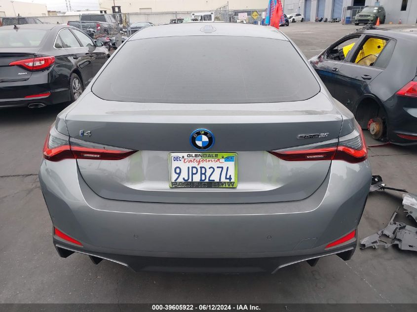 2024 BMW I4 Edrive35 VIN: WBY43AW01RFS13697 Lot: 39605922
