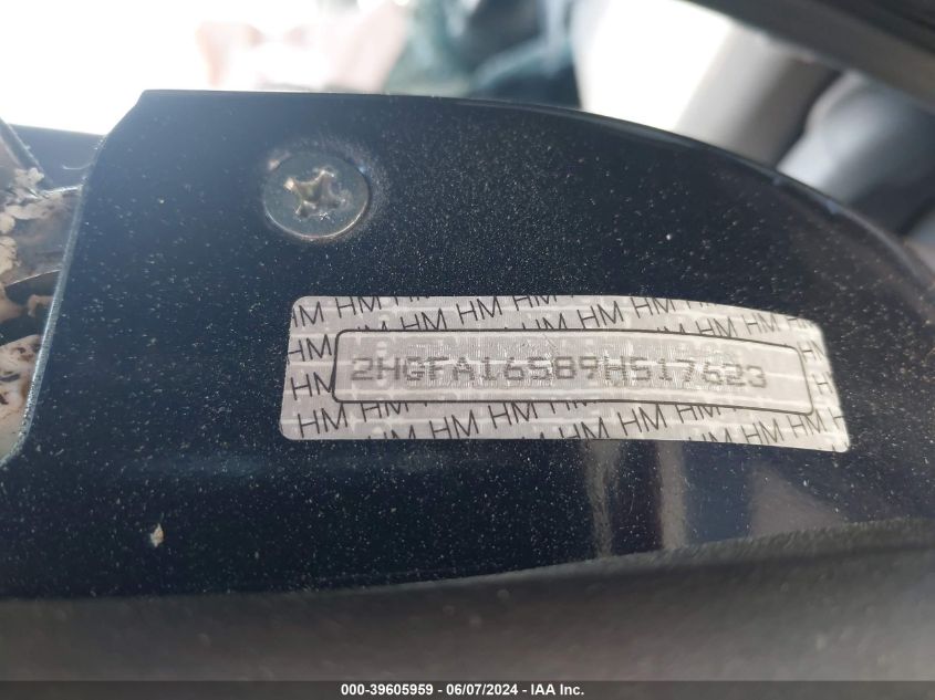 2009 Honda Civic Lx VIN: 2HGFA16589H517623 Lot: 39605959