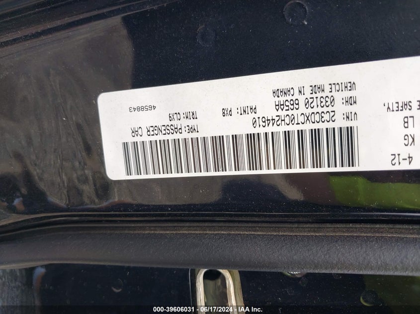 2012 Dodge Charger R/T VIN: 2C3CDXCT0CH244610 Lot: 39606031