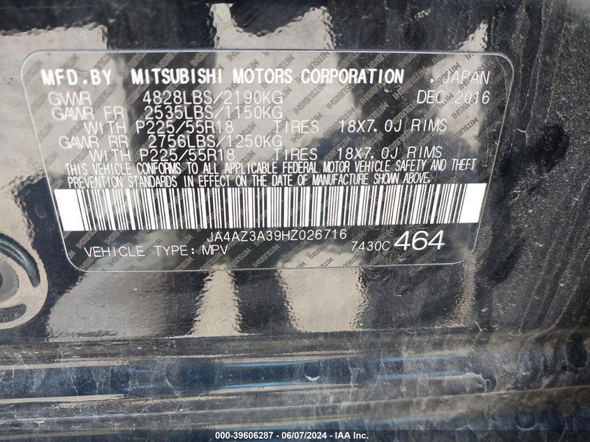 2017 MITSUBISHI OUTLANDER SE/SEL - JA4AZ3A39HZ026716